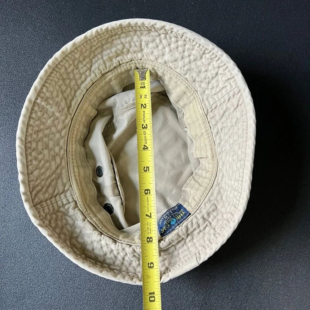 Vtg The Cap Tan Cotton Bucket Hat Men L/XL Outdoor Gear Y2k 90s Gorpcore Retro